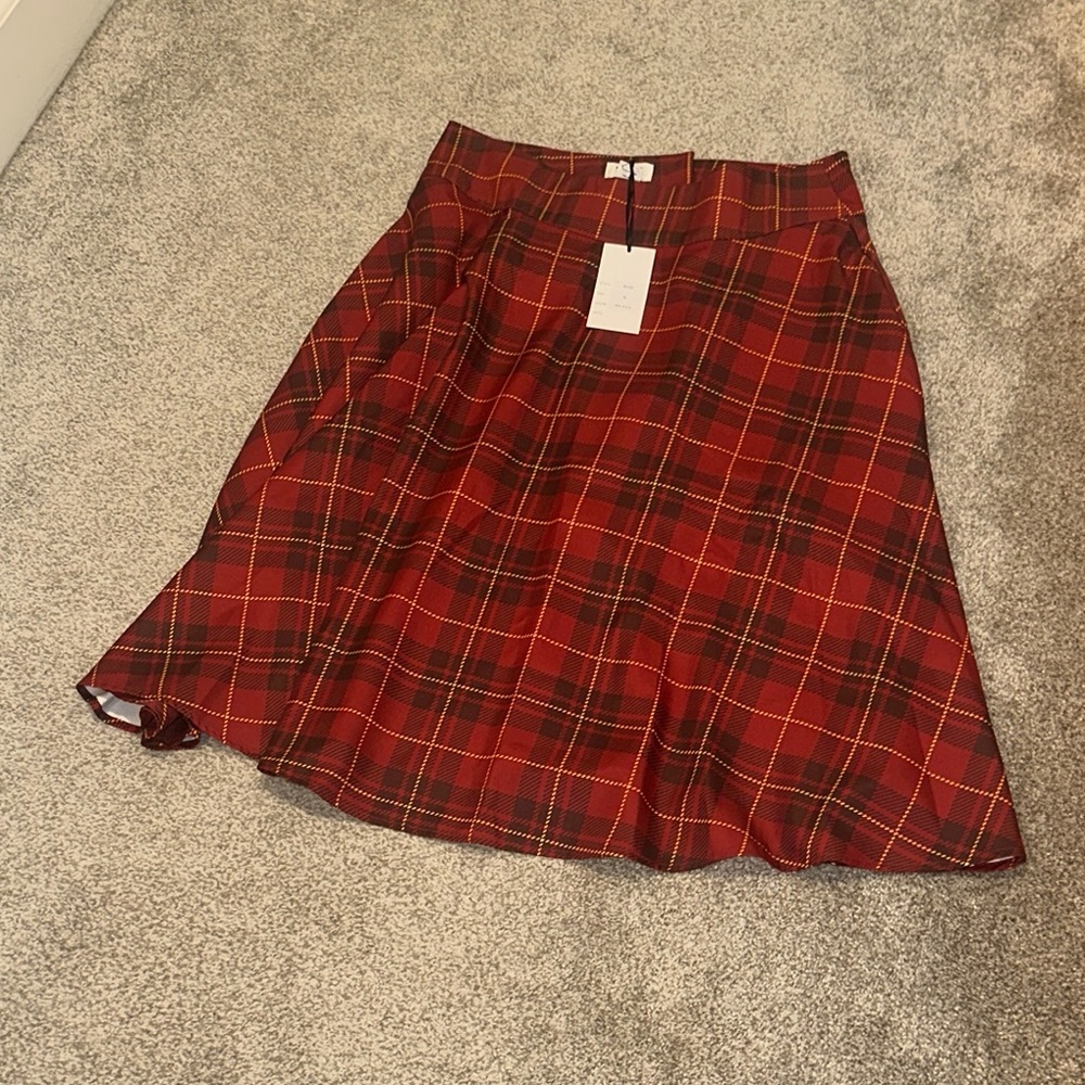 New with tags Unique Vintage Brand Red Plaid Women's Skirt Size XL Retro Style